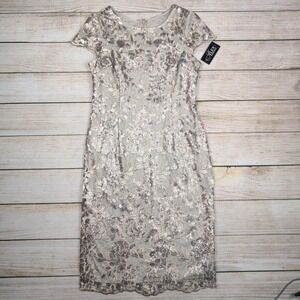Alex Evenings Women's Dress Floral Lace Sequin Occasion‎ Party Cocktail 8